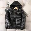 2024 Winter Korean Style Couple's Shiny Hooded Men's Jacket