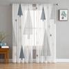 Christmas Tree Snowflake Wood Grain Bedroom Transparent Sheer Curtains Holiday Decoration Window Voile Tulle Curtain