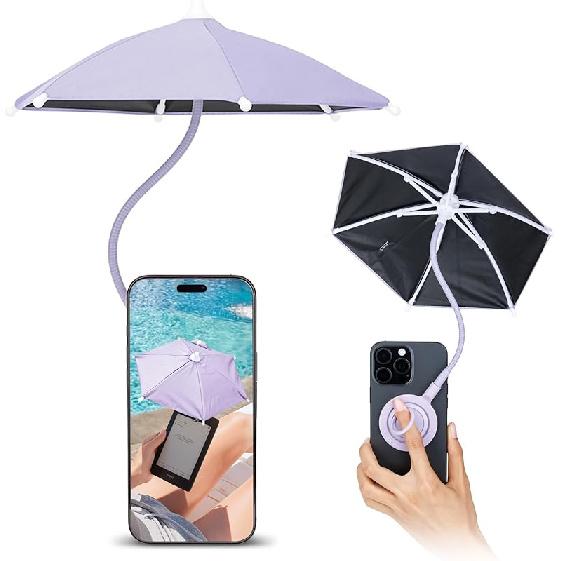 Magnetic Phone Umbrella for Sun,Outdoor Phone Sun Shade Shield with Flexible Angle Design & Rotatable Phone Ring,Umbrella for iPhone 17 Air 16 15 14