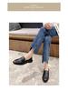 Huiliya Women's Black Leather British-Style Loafers - 2025 Spring Collection, Thick-Soled Casual Shoes