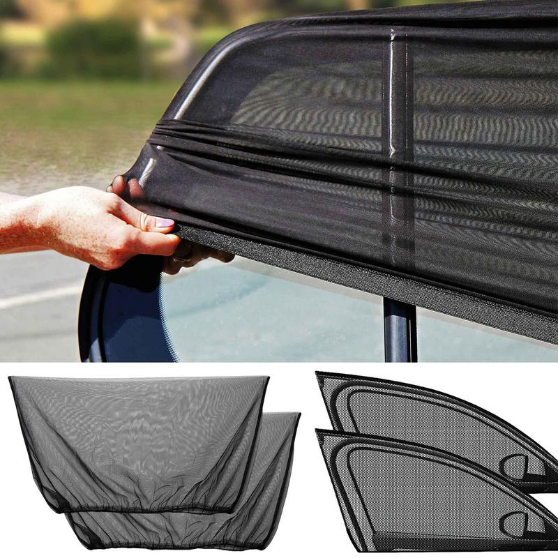 Car Window Sunshade 2PCs Mesh Car Styling Breathable Sun Shade Curtain Auto Rear Side Window Sun Visor Cover Kids UV