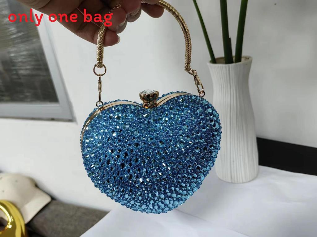 Acrylic Heart Shaped Mini Handbag With Rhinestones And Chain For Evening Wear