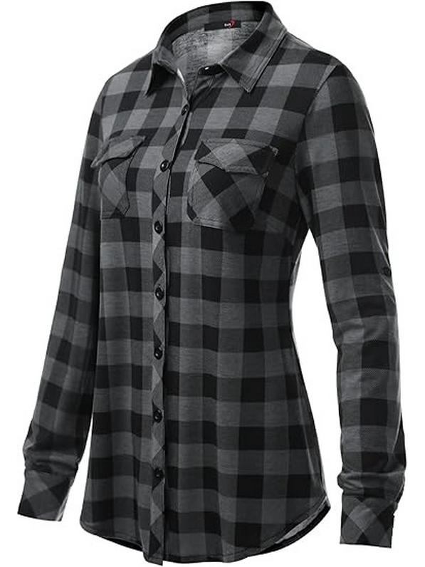 Женский приталенный топ в ретро-клетку с длинным рукавом, Осень/Зима 2026