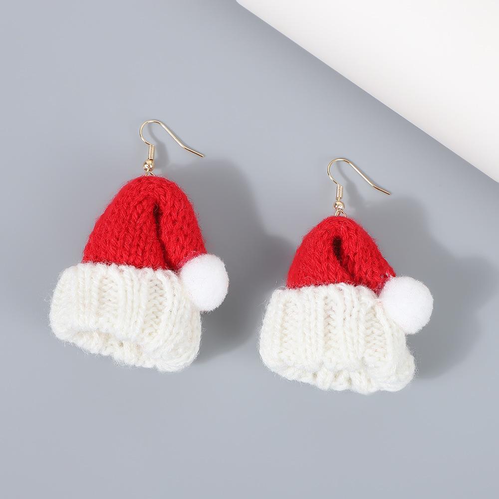 Popular European and American fashion earrings, design sense mini Christmas hat earrings, Christmas explosive suit women