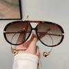 New Fashionable Double Bridge Gradient Sunshade Women'S Fashion Luxury Design Sunglasses Oversized Pilot Sunglasses