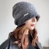 Шерстяная круглая шапка для осени и зимы, шерстяная шапка с большой окружностью головы, универсальная, повседневная, холодная, с постепенным изменением, для защиты ушей, теплая вязаная шапка