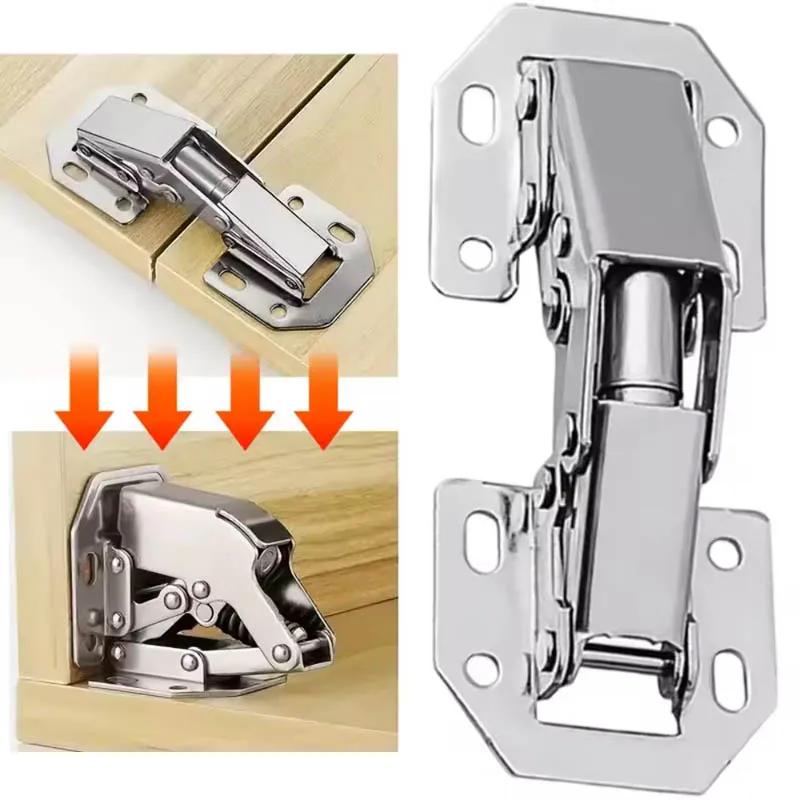 4/6/10PCS 90 Degree Cabinet Hinges No-Drilling HoleHydraulic Buffer Hinge Kitchen Cabinet Cupboard Hinges Furniture Hardware