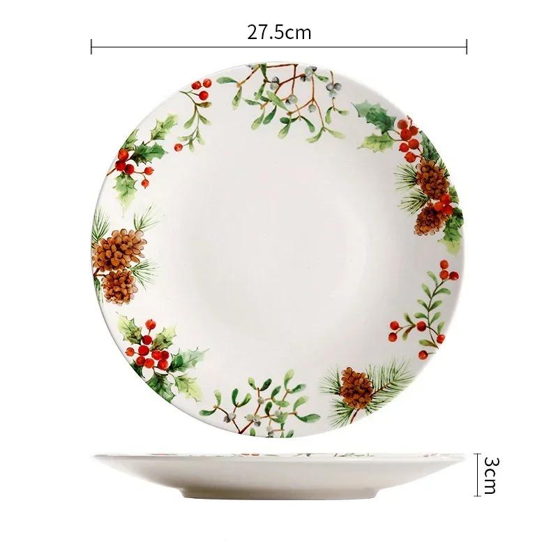 1pcs Christmas Tree Ceramic Plate Tableware Glazed Color Snack Dessert Dishes Bowl Elk Pattern Coffee Mug Kitchen Dinner Plates