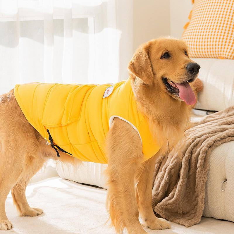 Thick Winter Dog Vest Large Breeds Golden Retriever Lab Yellow Cotton Puffer Sleeveless Coat Size 3XL-8XL