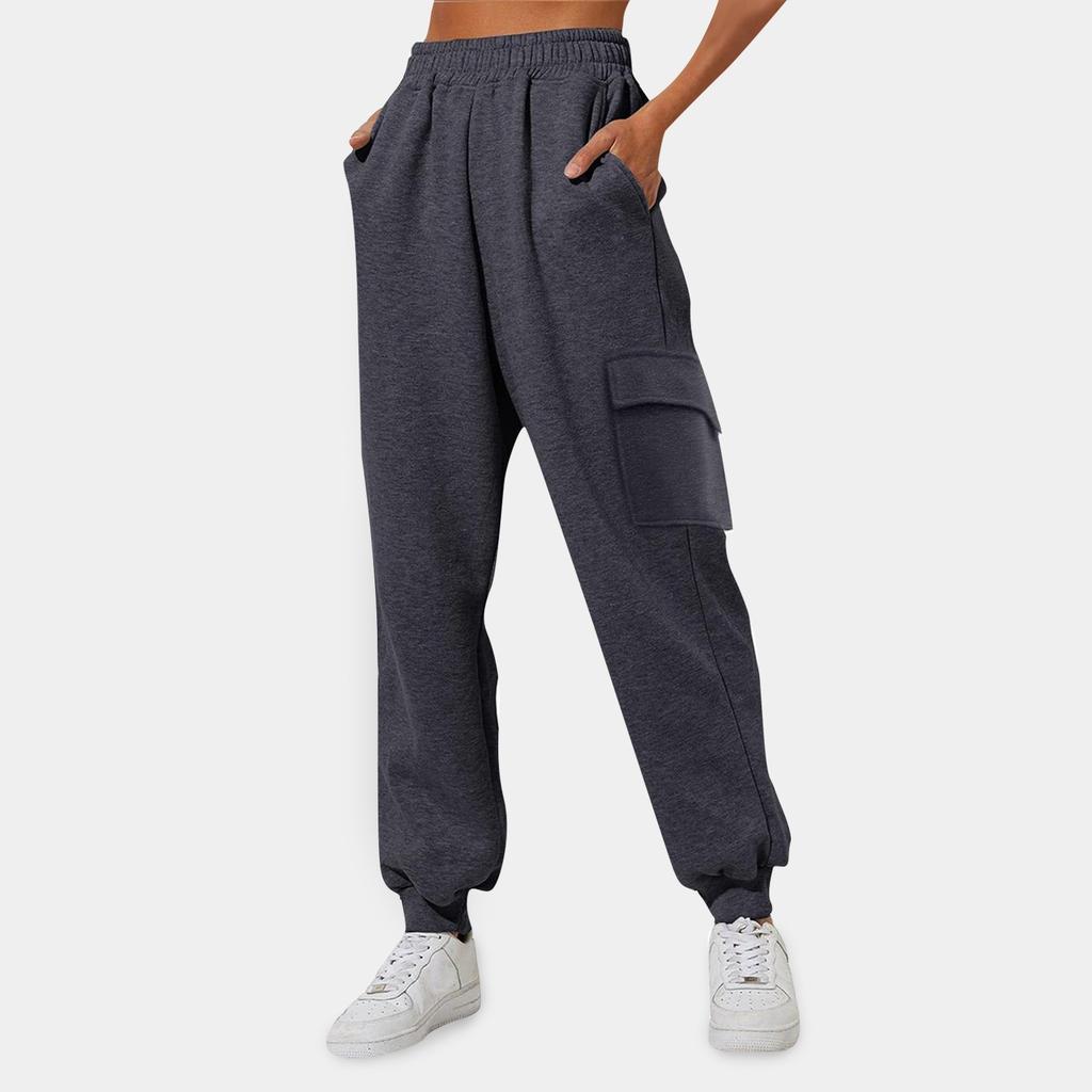 Women's Fashion Sport Solid Color Pocket Casual Sweatpants Pants
