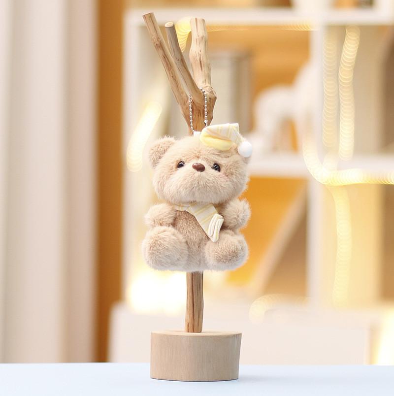 Santa Hat Bear Plush Toy Soft Stuffed Animal Keychain For Holiday Gift