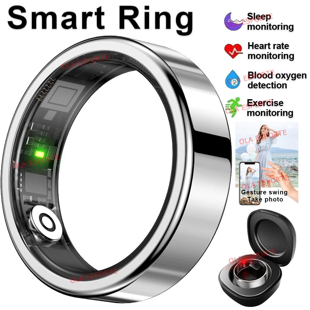 Умное кольцо Мониторинг кислорода в крови, частоты сердечных сокращений, сна Smartring IP68 и 5ATM Водонепроницаемое Мультиспортивные режимы Smartring Мужской Женский