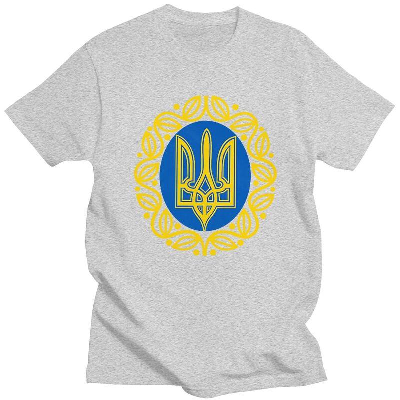 Мужская футболка с индивидуальным гербом и флагом Украины, короткий рукав, 100% хлопок, повседневная футболка, украинский трезубец, модная футболка