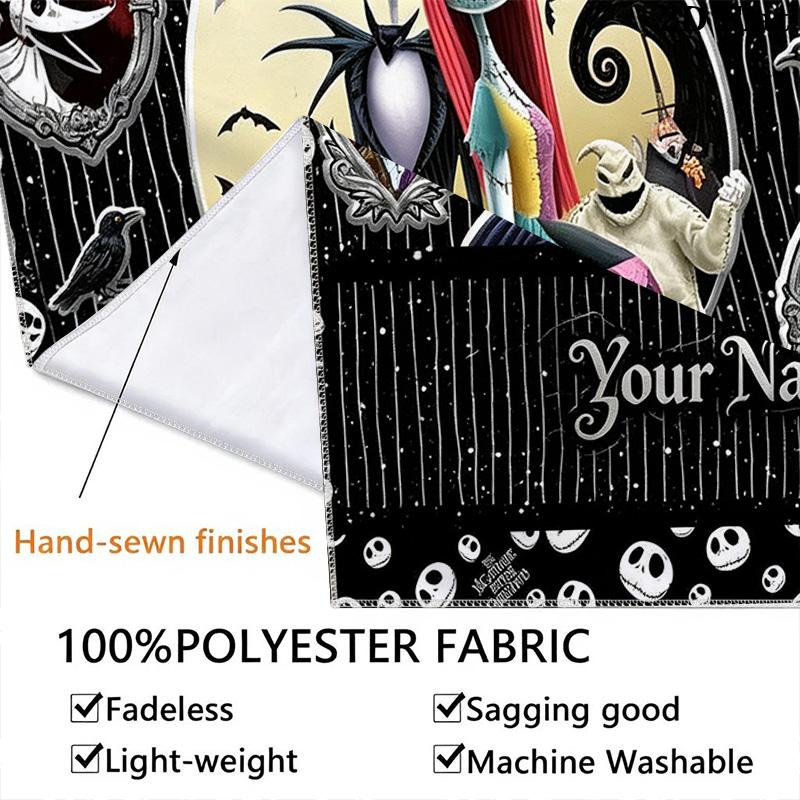 Name Custom Jack & Sally Wall Tapestry Aesthetic Wall Hanging Printed Fabric Blanket Decorative Tapestries for Bedroom Living Room Home Decor