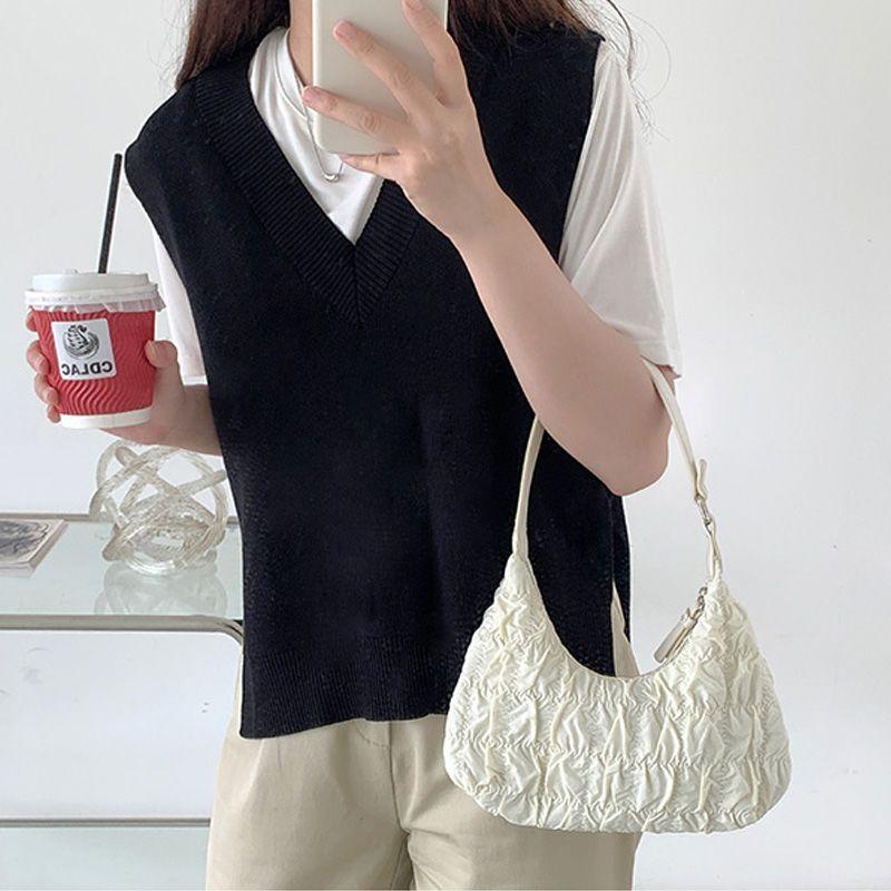 Сумки в стиле «сливки» Девчачьи плиссированные сумки в форме облаков Стильные сумки на одно плечо в форме пельменей Летом Милые и классные сумки подмышками