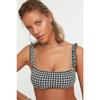 Черный текстурированный бикини-топ в мелкую клетку Tbess21bu0445