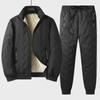 Men's Lambskin Cotton-Padded Suit: Warm Fleece Jacket with Stand Collar for Young & Middle-Aged. Ideal Dad's Outfit.