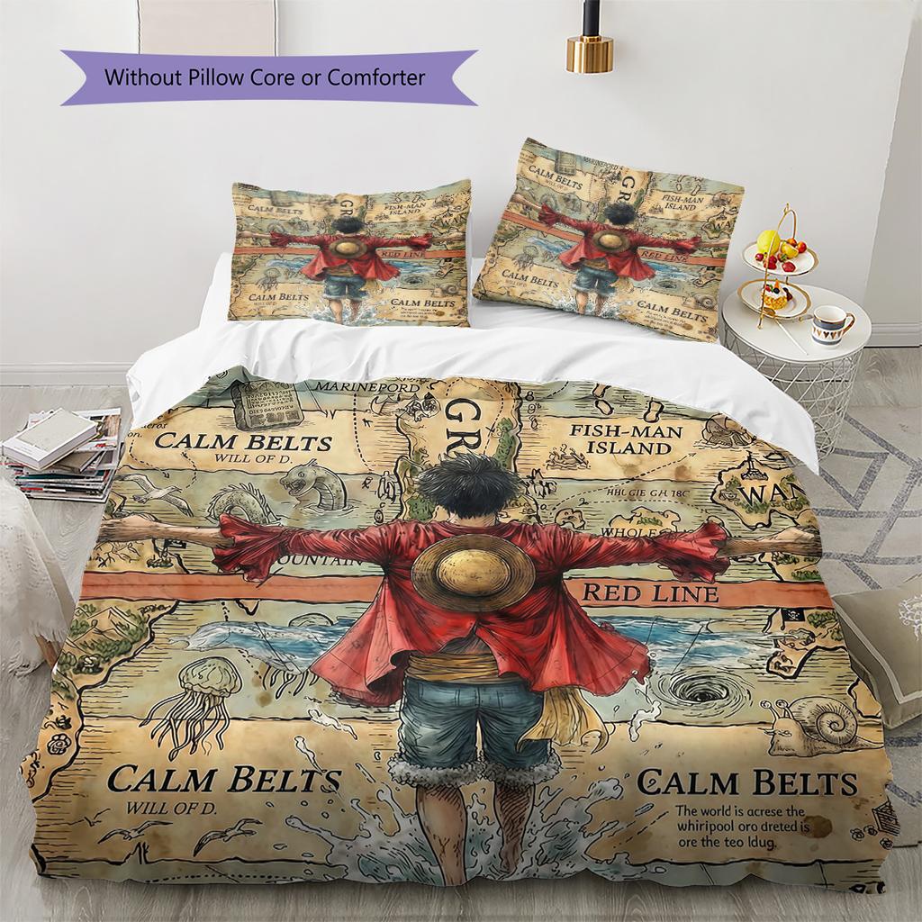 One Piece Pattern Bedding Quilt Set Home Decoration Gift (1 * duvet cover + 2 * pillowcase without core).xwn