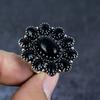 Natural Black Onyx Gemstone 925 Sterling Silver Jewelry Ring Size 8 S4e91