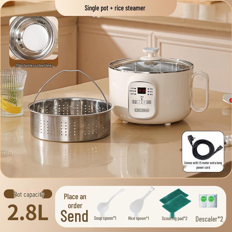 Small Electric Steamer & Rice Cooker: 304 Stainless Steel, 1-3 Person Capacity, Multi-function for Cooking, Steaming & Boiling
