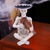 Mini Halloween Skeleton Figurines Resin Guitar/Accordion/Violin Player Skeleton Statue Halloween Collectible Decoration for Home Office Desk Decor