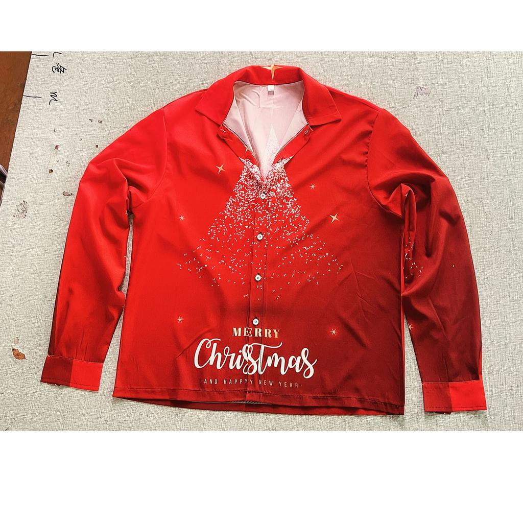 Men's Fashion Casual Christmas Print Long Sleeve Buttons Lapel Shirts Tops