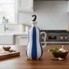 Ergonomic Grip Ceramic  Oil Bottle Striped Pattern Ceramic Seasoning Bottle  Pantry