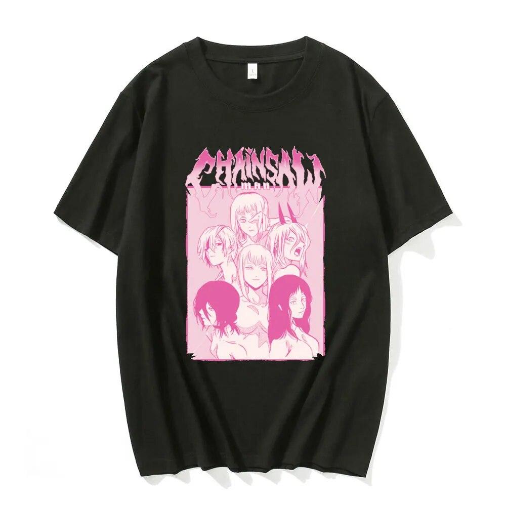 Футболка «Человек бензопилы» MAKIMA, футболка с японским аниме, футболки унисекс с рисунком манги, топы, забавная футболка с героями мультфильмов, унисекс, футболки в стиле хип-хоп, унисекс