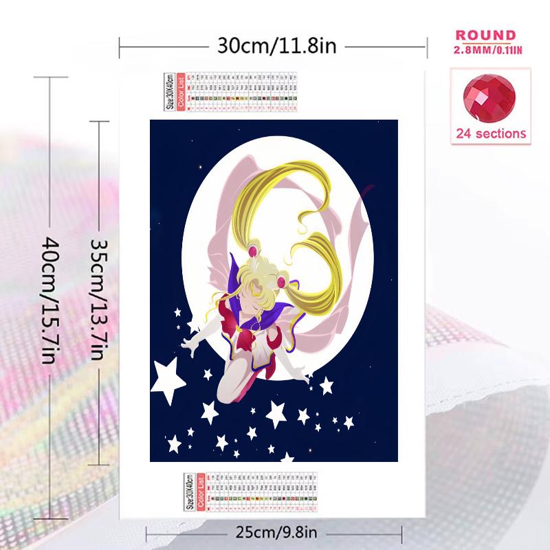 Sailor Moon Sailor Moon Pattern 3pcs 100% Round Full Drill 5D DIY Diamond Painting Embroidery Cross Stitch Rhinestone Décor