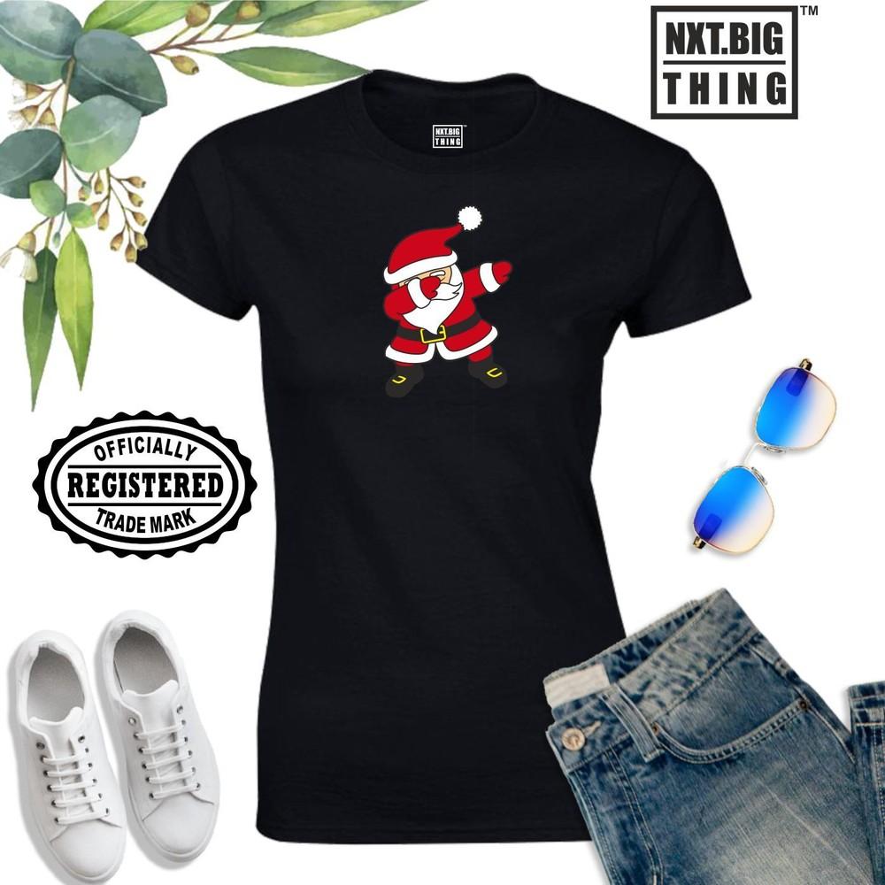 Santa Dab T Shirt Dancing Santa Funny Elf Christmas Lights Xmas Gift Women Top