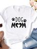 Женская футболка с принтом Dog Mom PAW Футболка женская с коротким рукавом и круглым вырезом Свободная футболка женская повседневная футболка одежда топы