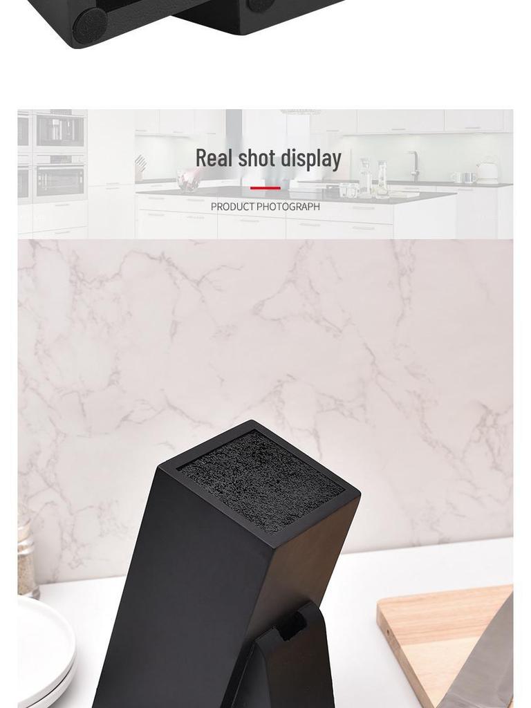 Деревянная подставка для кухонных ножей с черной вставкой - Многофункциональная стойка для хранения столовых приборов