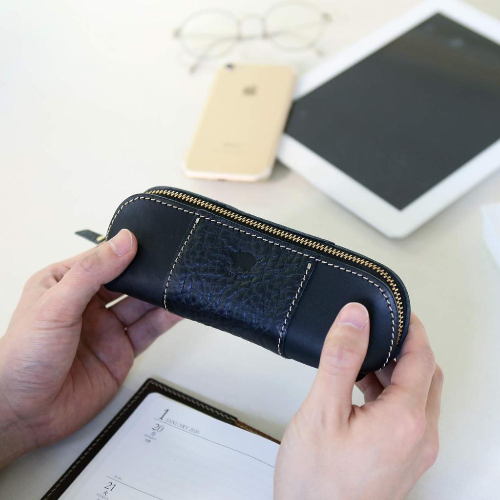 Пенал кожаный пенал держатель для карандашей натуральная кожа Tochigi кожа для взрослых Сделано в Японии Большая вместимость Простой бренд Porco Rosso Треугольный мужской