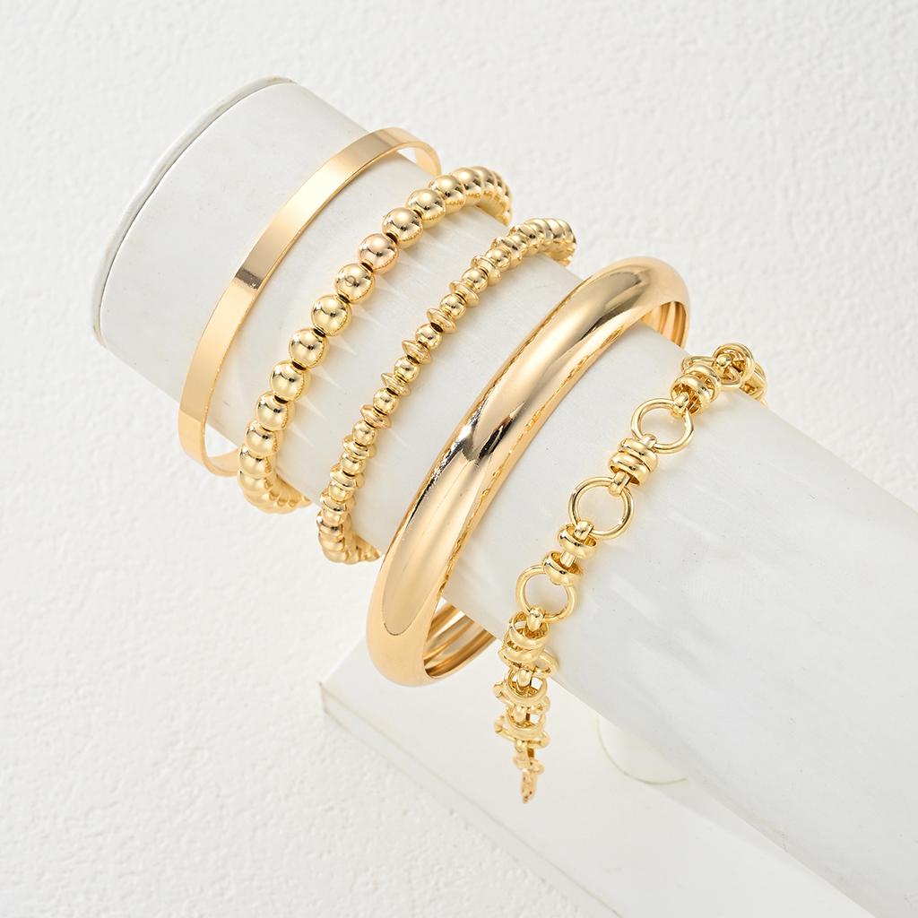 iF ME 5 шт. Модный простой набор браслетов для женщин Бохо Преувеличенный штабелируемый дизайн CCB Браслеты Для свиданий Отпуск Повседневная носка Украшения Подарок