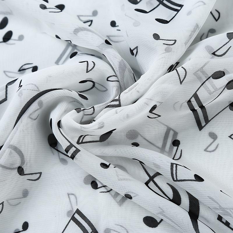 Летняя повседневная шаль Мягкие шифоновые шарфы Модный потрясающий эластичный шарф Высокое качество Женский шарф на шею с принтом музыкальных нот