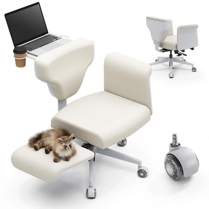 Chaise multi-positions Newtral Freedom-X-PRO avec accoudoirs, couleur lait abricot