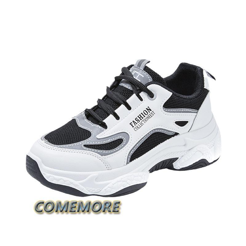 Мода 2024 осень весна лето женские дышащие сетчатые кроссовки с увеличенными шнурками ноги маленькие повседневные туфли толстая подошва дышащий ПУ