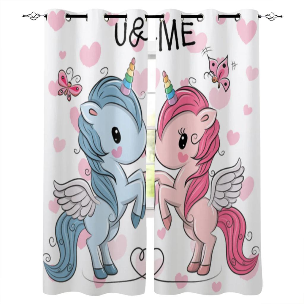 Мультяшный милый единорог окна шторы для гостиной детской спальни оконные шторы кухонные шторы 2 панели cortinas