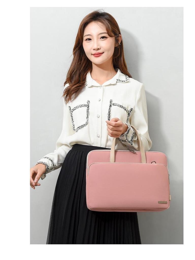 Morandi Lightweight & Fashionable Single-Shoulder Waterproof Laptop Bag, Plush Tote Briefcase for 13/16 Inch Computers