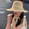 Woven Breathable Lace Lace Bucket Hat Women's Summer Versatile Outdoor Beach Hat Big Brim Sweet Sun Hat