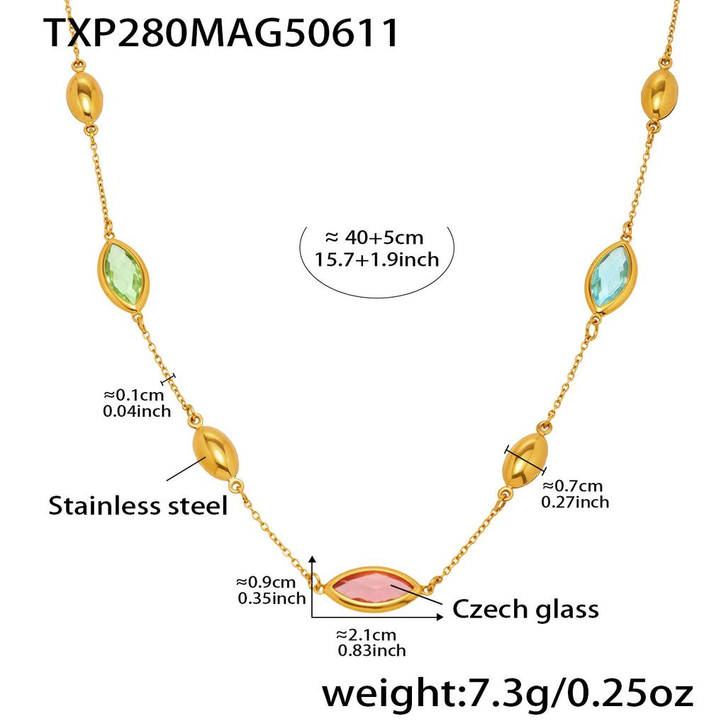 6 Цветов Граненые Чешские Стеклянные Ожерелья Браслеты Висячие Серьги на Нержавеющей Стали Цепочка Ожерелье Браслет Серьга Для Женщин