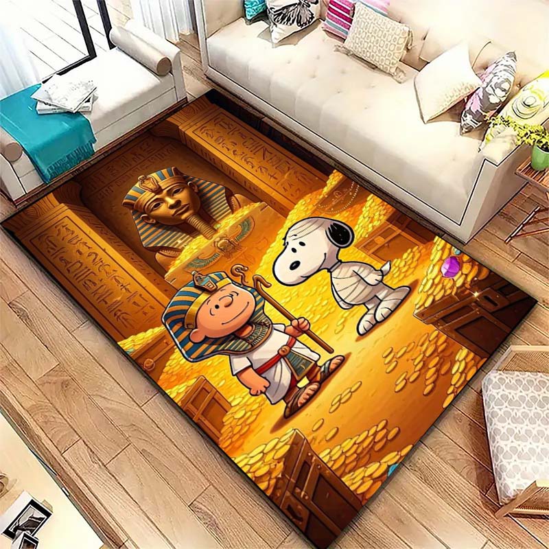 Cute Snoopy print decorative rug, perfect for home, bedroom, bedside, or office use, including swivel chairs.