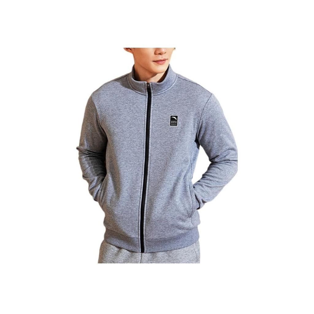 Anta Куртка Training Series с логотипом, воротником-стойкой, длинным рукавом, на молнии, серая, мужская 152237705-1