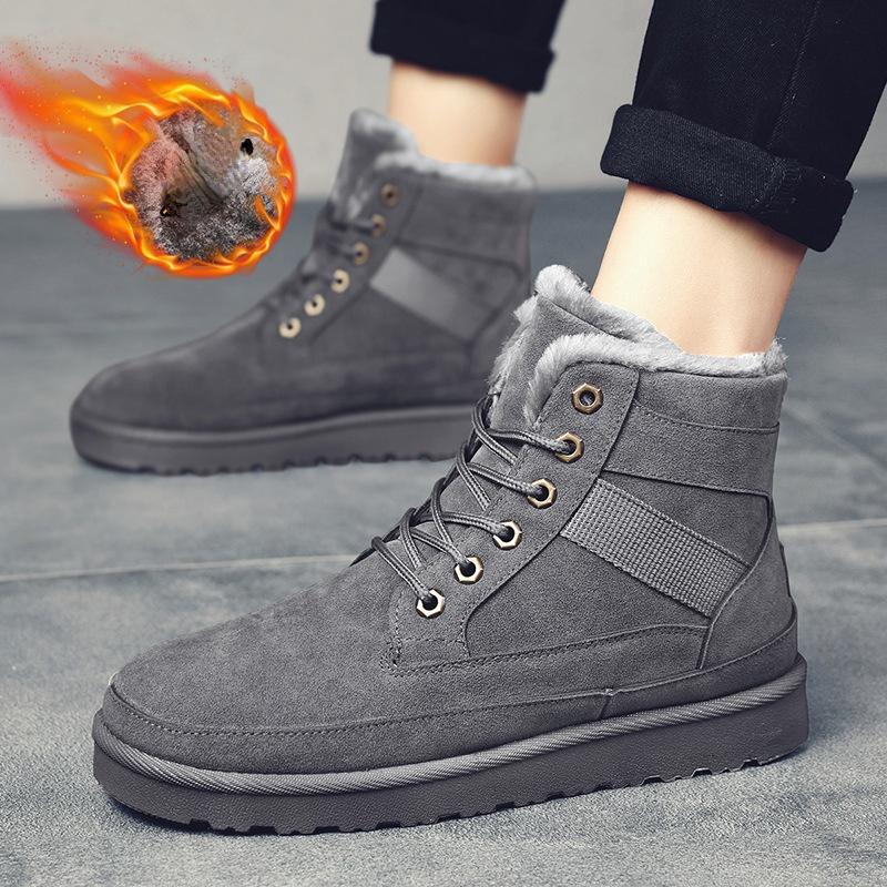 Зимние новые зимние ботинки мужские ботинки высокие хлопковые туфли теплые меховые мужские кроссовки на шнуровке 2024 модные ботильоны на платформе