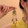 Exaggerated Round Fringed Stud Earrings Retro Ethnic Style Personalized Earrings New Chinese Fashion Guochao Earrings