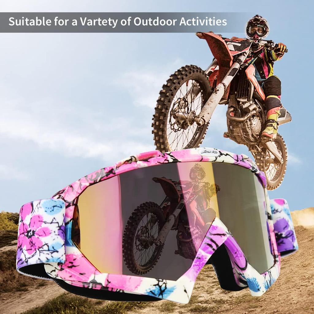 JAMIEWIN Motocross Goggles - ATV Dirt Bike Motorcycle UTV MX Offroad Riding Goggles With Anti UV, Dustproof, Anti Fog Lenses For Men, Women, Youth &