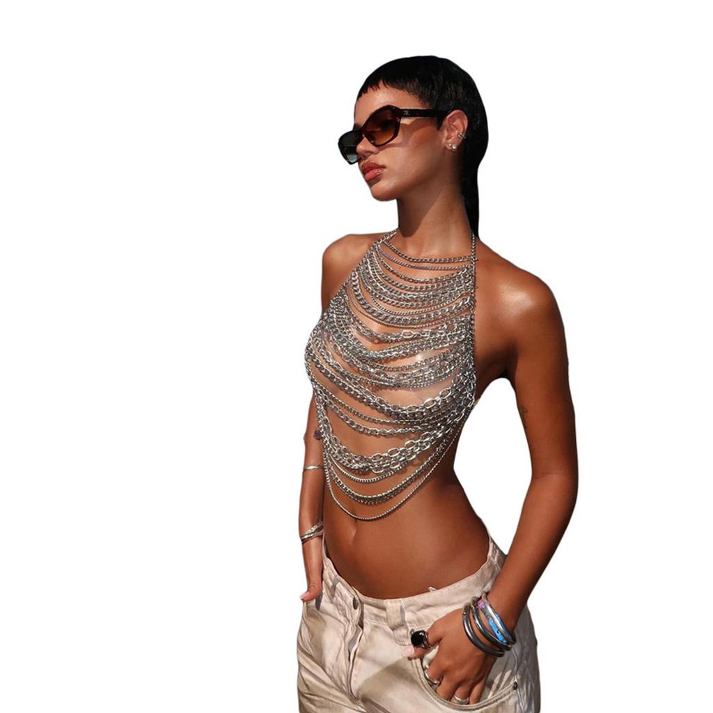 Women Body Chain Featuring Hollow Chain Elegant Body Jewelry Nightclub Body Accessory Suitable for Weddings and Proms
