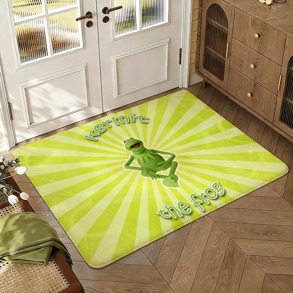 Funny Animal and Frog Kermit Floor Mat Soft Thickened Absorbent Non-Slip Bedroom Living Room Door Mat Home Decor Flannel Rugs