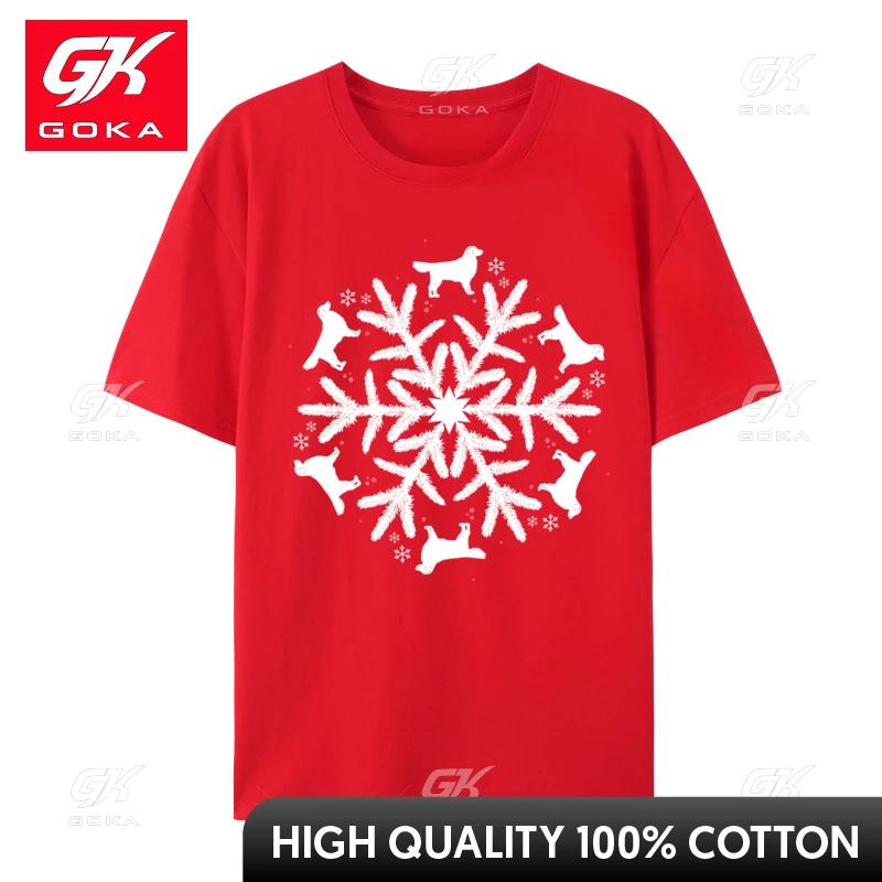 Christmas Golden Retriever Snowflake Golden Retriever T Shirts Graphic TShirt Streetwear Cotton Comfy Tops Shirts