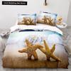 Starfish Duvet Cover King Queen Blue Ocean Bedding Set Beach Seaside Quilt Cover Sea Animal 2/3pcs Polyester Comforter Cover